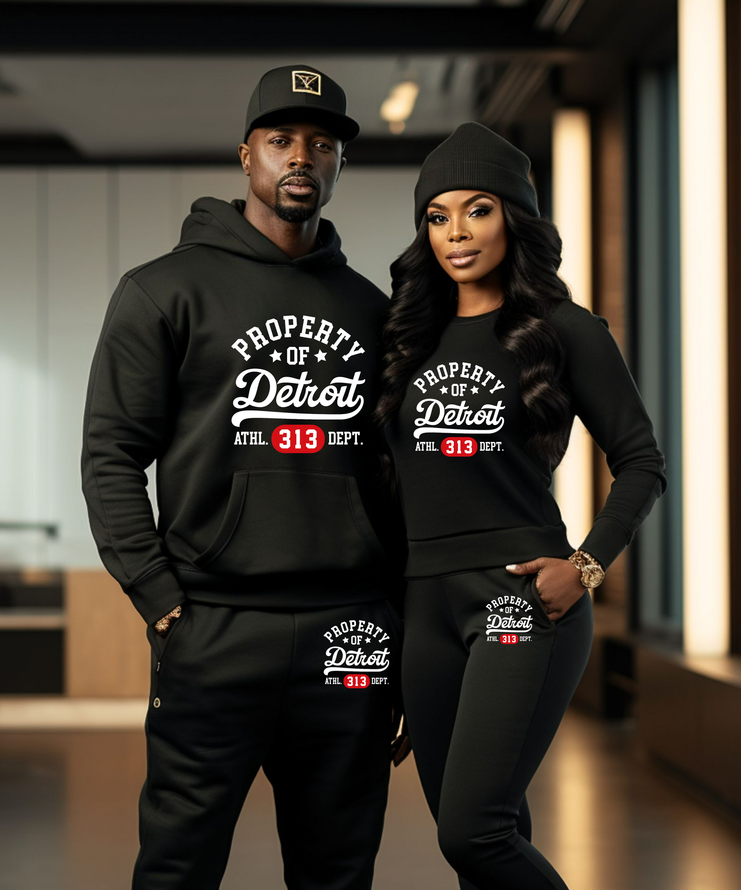 Property of Detroit Hoodie Jogger Set (Unisex)